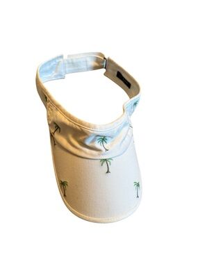 J. Crew White Visor with Green Palm Embroidery